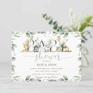Invitación Baby Shower Neutral de Australia Animales verdes