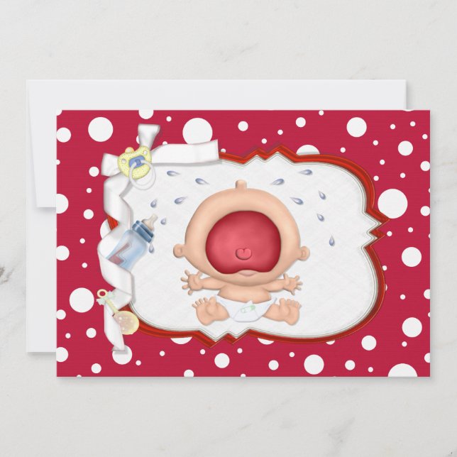 Invitación Baby Shower neutral de Baby Bawling Funny (Anverso)