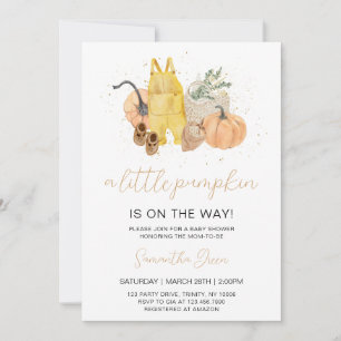 Invitación Baby Shower Neutral de calabaza pequeña de género