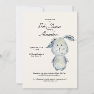 Invitación Baby Shower neutral de conejo conejo conejo chiqui