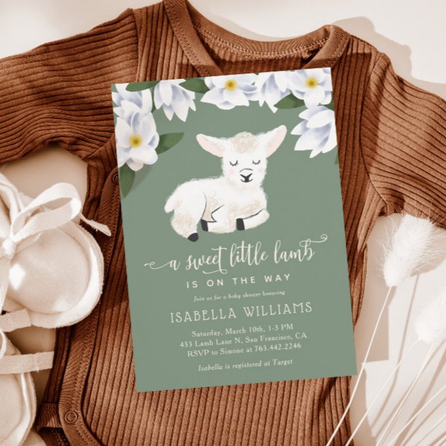Invitación Baby Shower Neutral de Cordero Pequeño Dulce (Subido por el creador)