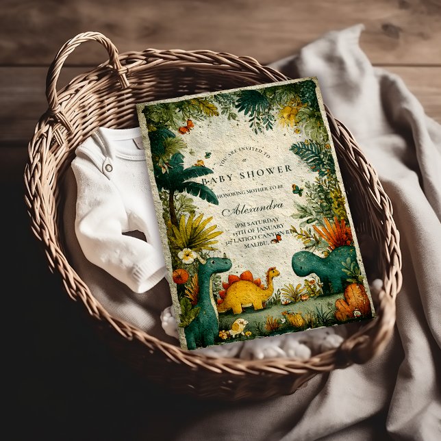 Invitación Baby Shower Neutral de Dinosaurio (Subido por el creador)