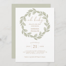 Invitación Baby Shower Neutral de Eucalyptus Leaf de Género