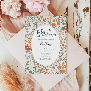 Invitación Baby Shower neutral de Fiesta de jardín de flores 