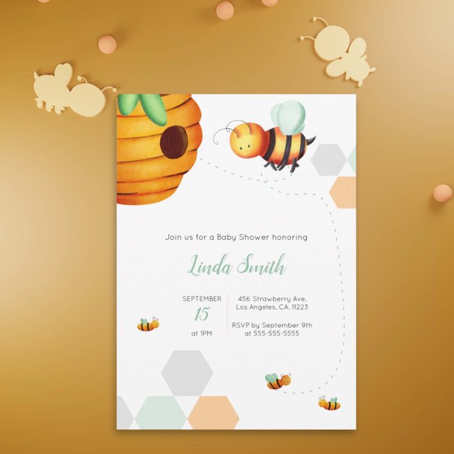 Invitación Baby Shower neutral de género bebe de miel (Subido por el creador)