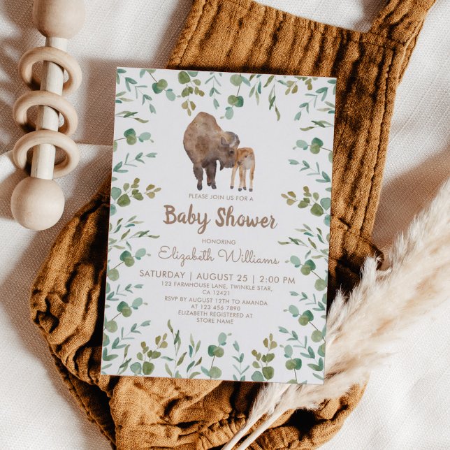 Invitación Baby Shower neutral de género Bison (Subido por el creador)