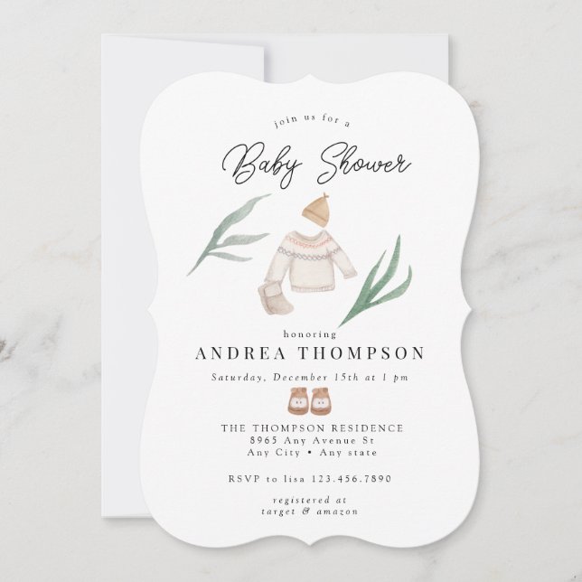 Invitación Baby Shower Neutral de Género Boho (Anverso)