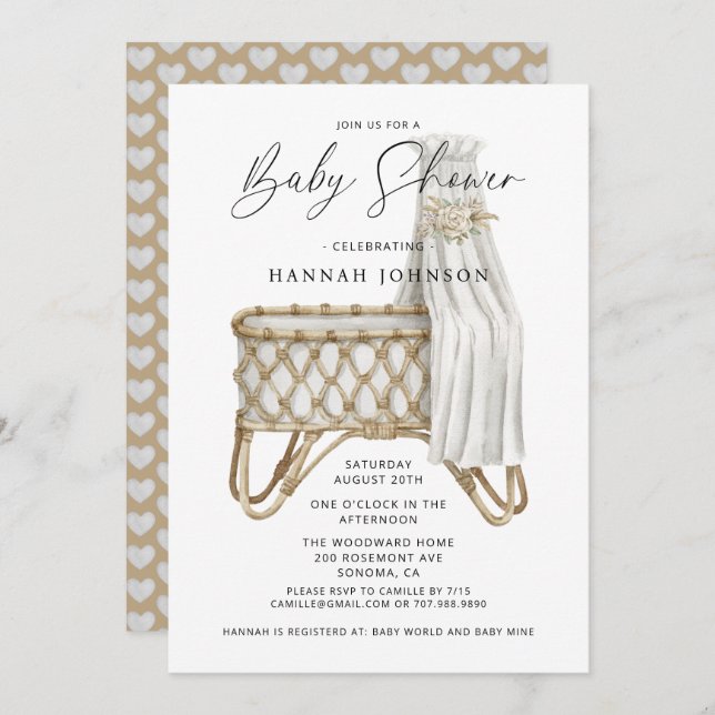 Invitación Baby Shower Neutral de Género Boho (Anverso / Reverso)