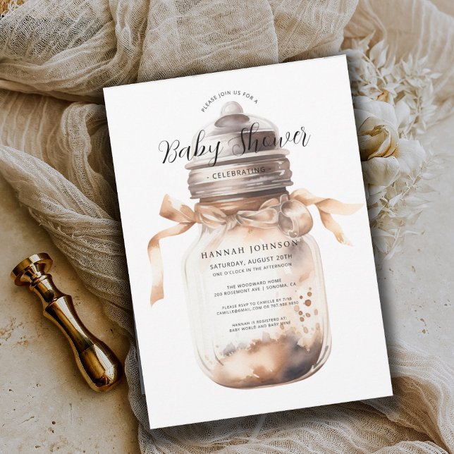 Invitación Baby Shower Neutral de Género Boho | Botella de be (Subido por el creador)