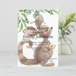 Invitación Baby Shower neutral de género canguro pintado con
