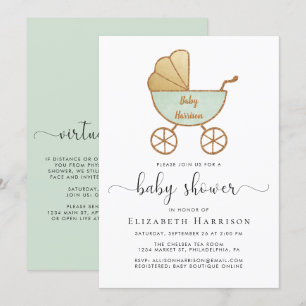 Invitación Baby Shower neutral de género con opción virtual