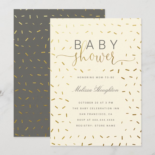 Invitación Baby Shower Neutral de género con salpicaduras de  (Anverso / Reverso)