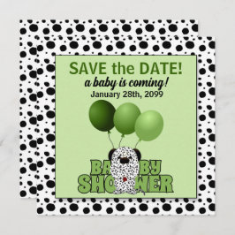 Invitación Baby Shower neutral de género dálmata verde