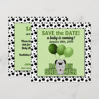 Invitación Baby Shower neutral de género dálmata verde