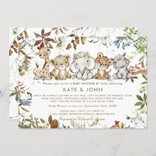 Invitación Baby Shower neutral de género de animales de la se