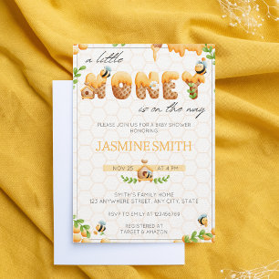 Invitación Baby Shower neutral de género de bebe de miel pequ