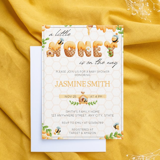 Invitación Baby Shower neutral de género de bebe de miel pequ (Subido por el creador)