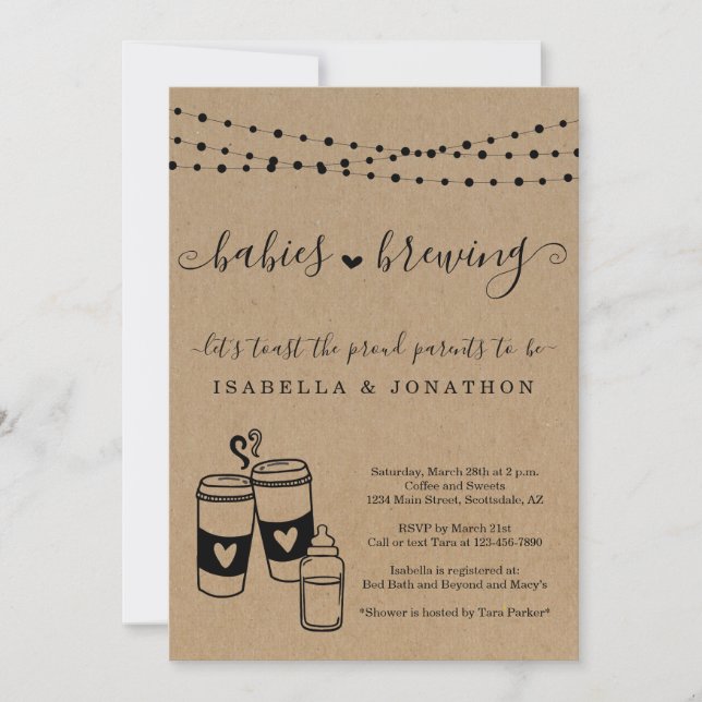 Invitación Baby Shower neutral de género de bebés que prepara (Anverso)