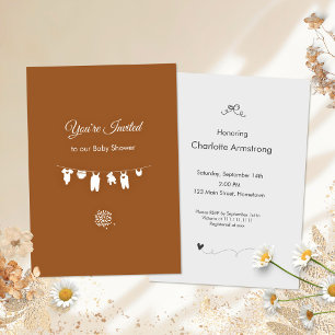 Invitación Baby Shower neutral de género de canela minimalist