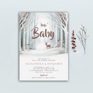 Invitación Baby Shower neutral de género de ciervo forestal d
