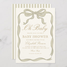 Invitación Baby Shower neutral de género de cinta verde