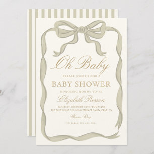 Invitación Baby Shower neutral de género de cinta verde
