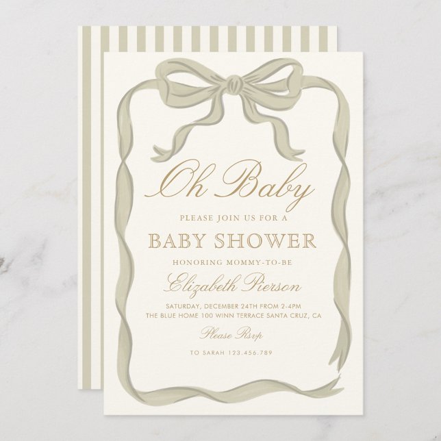 Invitación Baby Shower neutral de género de cinta verde (Subido por el creador)
