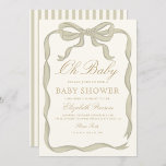 Invitación Baby Shower neutral de género de cinta verde<br><div class="desc">Baby Shower Minimalista elegante de cinta verde</div>
