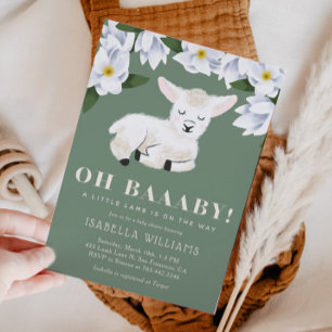Invitación Baby Shower Neutral de género de cordero pequeño