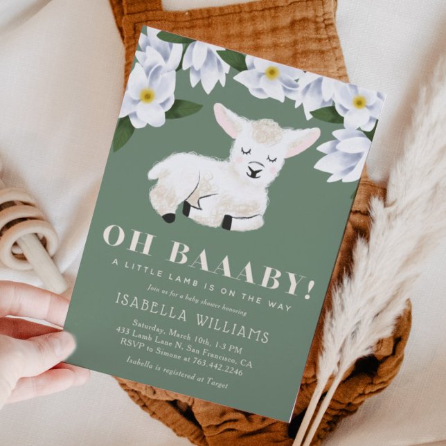 Invitación Baby Shower Neutral de género de cordero pequeño (Subido por el creador)