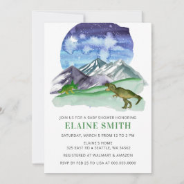 Invitación Baby Shower neutral de género de dinosaurios acuar