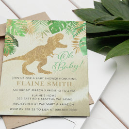 Invitación Baby Shower neutral de género de dinosaurios acuar