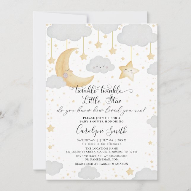 Invitación Baby Shower neutral de género de estrella pequeña  (Anverso)