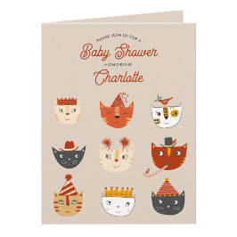 Invitación Baby Shower neutral de género de gato divertido