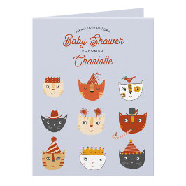 Invitación Baby Shower neutral de género de gato divertido