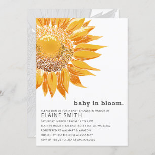 Invitación Baby Shower neutral de género de girasol moderno