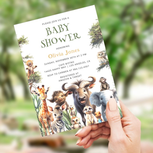 Invitación Baby Shower neutral de género de la jungla de Safa (Subido por el creador)