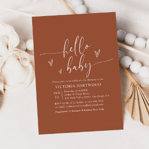 Invitación Baby Shower neutral de género de la terracota mini