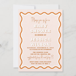 Invitación Baby Shower Neutral de género de la terracota ondu