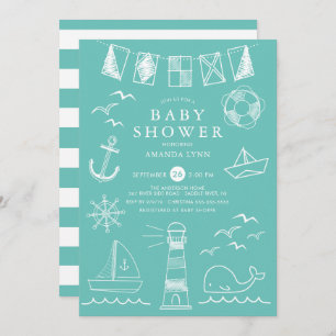 Invitación Baby Shower Neutral de género de las lanchas náuti