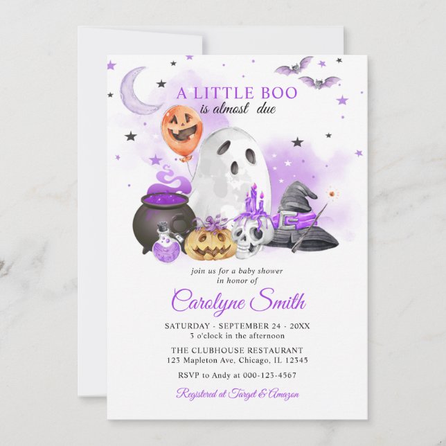 Invitación Baby Shower neutral de género de Little Boo Hallow (Anverso)
