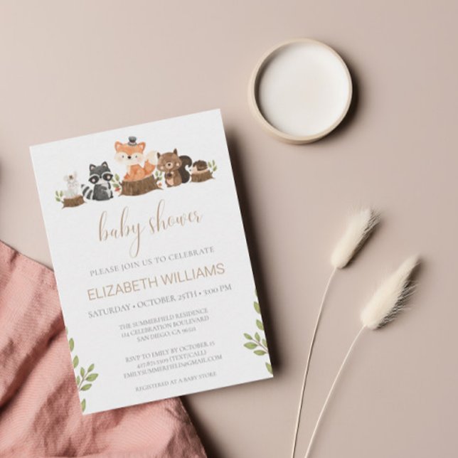 Invitación Baby Shower Neutral de Género de los Animales Wood (Subido por el creador)