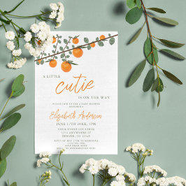 Invitación Baby Shower neutral de género de Naranja cutáneo p