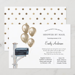Invitación Baby Shower neutral de género de oro por correo