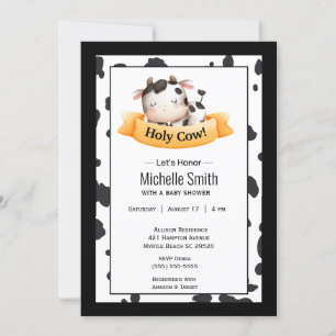 Invitación Baby Shower neutral de género de vaca sagrada