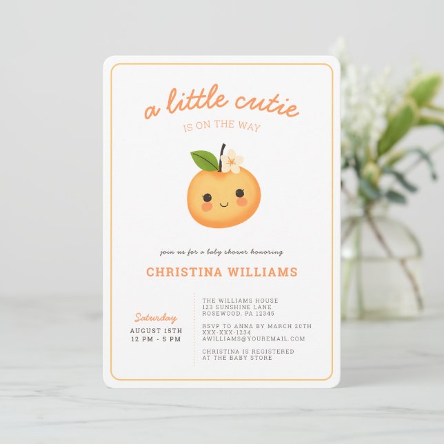 Invitación Baby Shower neutral de género de verano (Anverso de pie)