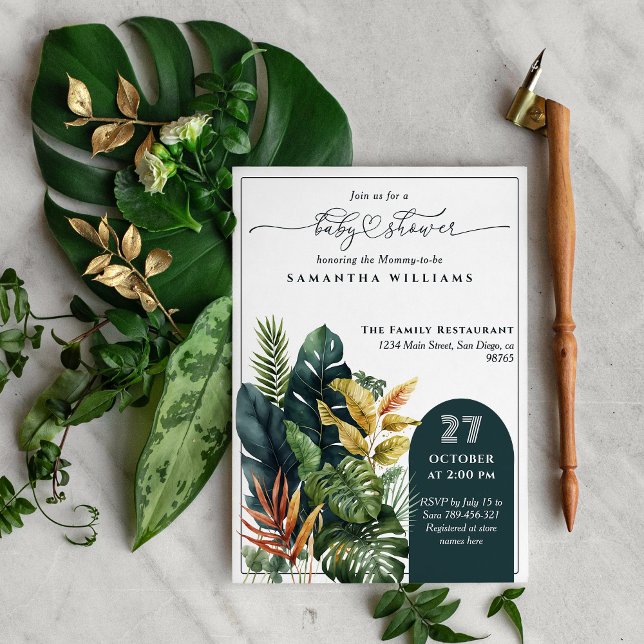 Invitación Baby Shower Neutral de género elegante tropical sa (Subido por el creador)