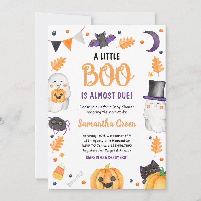 Invitación Baby Shower Neutral de género en Halloween (Anverso)