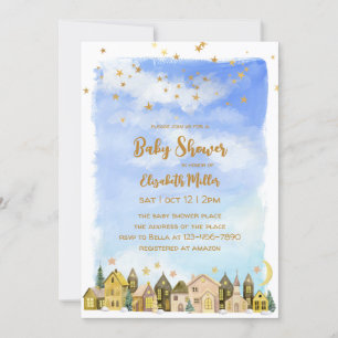 Invitación Baby Shower neutral de género en las casas pequeña