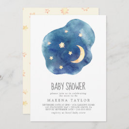 Invitación Baby Shower neutral de género en Luna y Estrellas